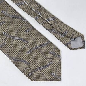 VILLA BOLGHERI ITALIA SILK TIE BEIGE NEUTRAL SATIN ABSTRACT WOVEN 4" X 61" LONG